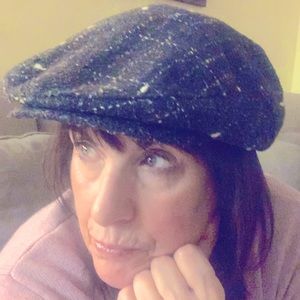 Vintage Charcoal Tweedy Wool Flat Cap